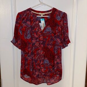 Mason & Belle Dylan red puff sleeve top, small, NWT